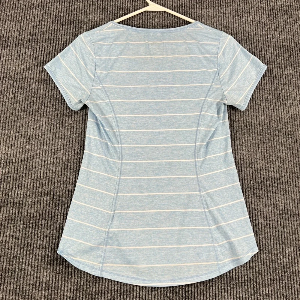 The North Face Shirt Womens Small Blue Striped Short Sleeve Outdoor Casual - Picture 9 of 10